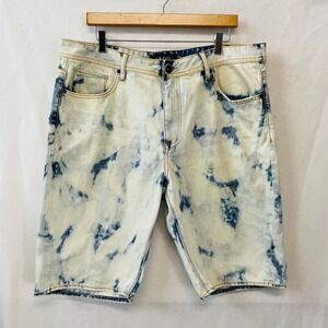 AKOO Mens Denim Shorts Size 38 Bleach Wash Casual‎